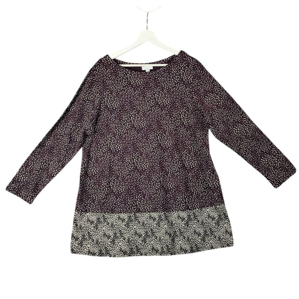 J. JILL Spotted Tunic Womens Size L Pima Cotton‎ Modal Long Sleeve Casual Office